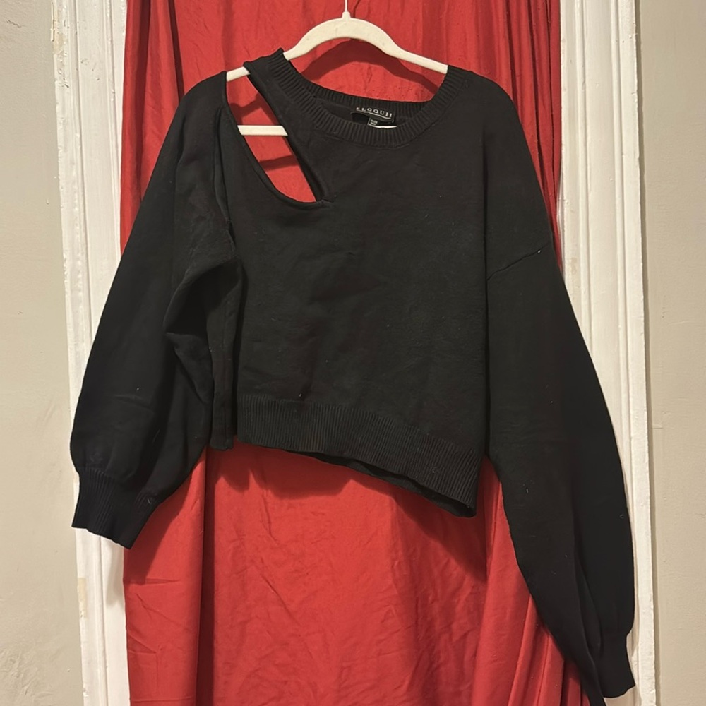 ELOQUII Black Cutout Sweater 22/24
